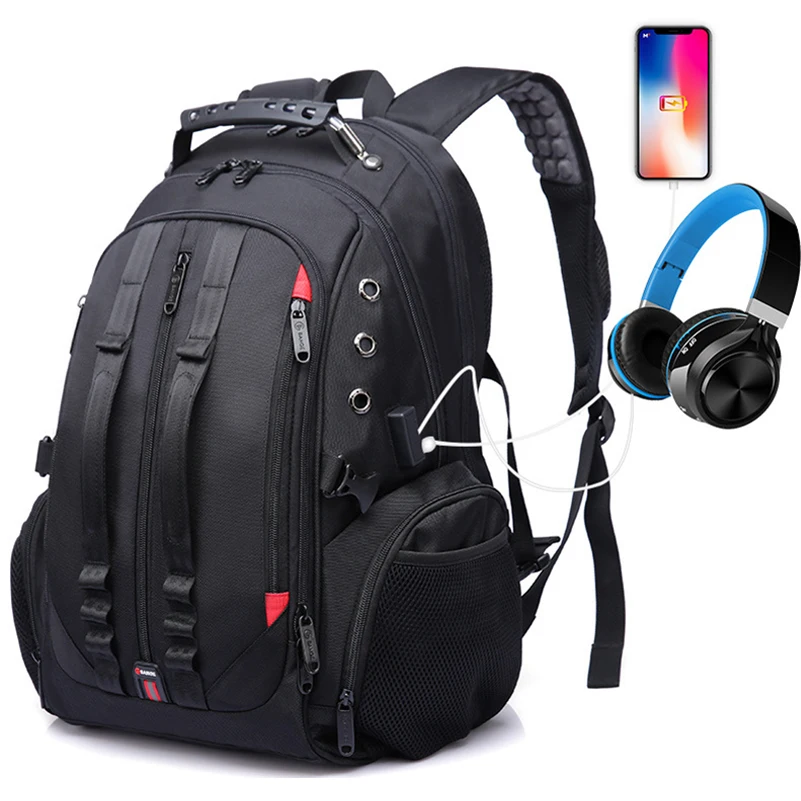 

Men Backpack Large Capacity Multifunction 15.6inch Laptop USB Charging Headphone Port Luggage Fit For Casual Backpack 2019 NEW