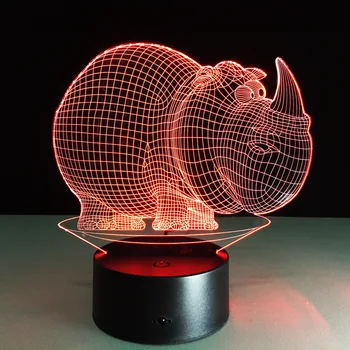 

Bluetooth music 7 Color Rhino Lamp 3d Visual Led Night Lights For Kids Touch Usb Table Lampara Lampe Baby Sleeping Nightlight