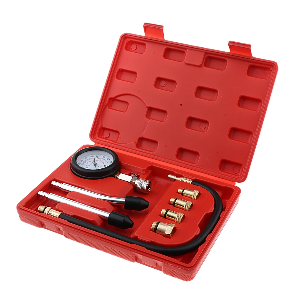 8pcs Spark Plug Cylinder Compression Tester Test Kit Professional Gas Engine