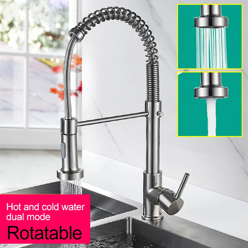 

All Copper Rotatable Hot And Cold Water Dual-mode Sink Kitchen Spring Faucet Bathroom Home Baby Old Man Women Patient