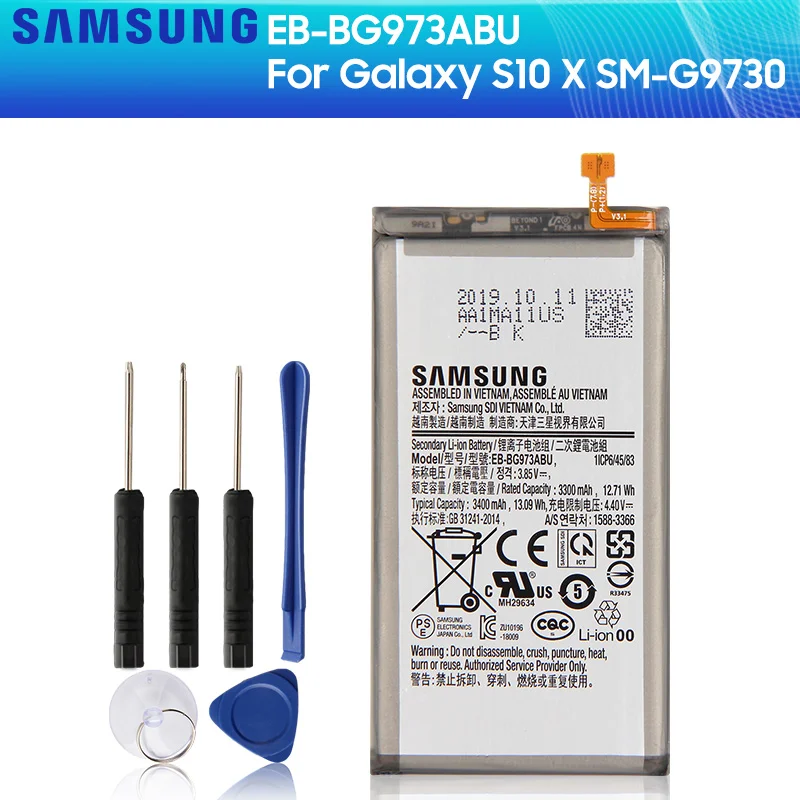 Оригинальная Аккумуляторная батарея SAMSUNG Φ для Samsung GALAXY S10 Galaxy X S10X G9730 G973 3400 мАч |