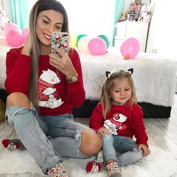

Christmas Family Look Matching Outfit Pajamas for Mommy Daddy Baby Xmas Party Couples Bear Pattern Momand Me Sweater Clothing