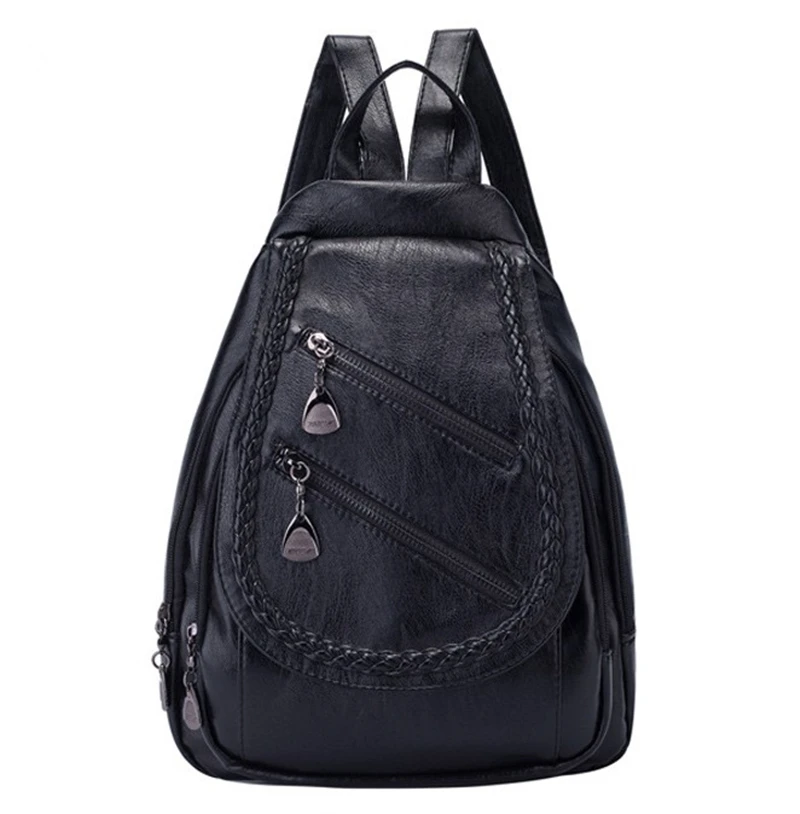 Yogodlns женский рюкзак повседневный многофункциональный женский кожаный рюкзак маленькие сумки на молнии студенческий Рюкзак Прочный Рюкзак - Цвет: Black