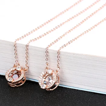 

s925 Sterling Silver Jumping Round Smart Necklace Heart-shaped Chain Clavicle Female Shi Jia Beating Heart Pendant Wholesale