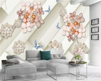 

Custom Any Size 3d Wallpaper Luxury and High-grade Diamond Flowers Interior Decoration Eco-friendly Silk Wallpaper