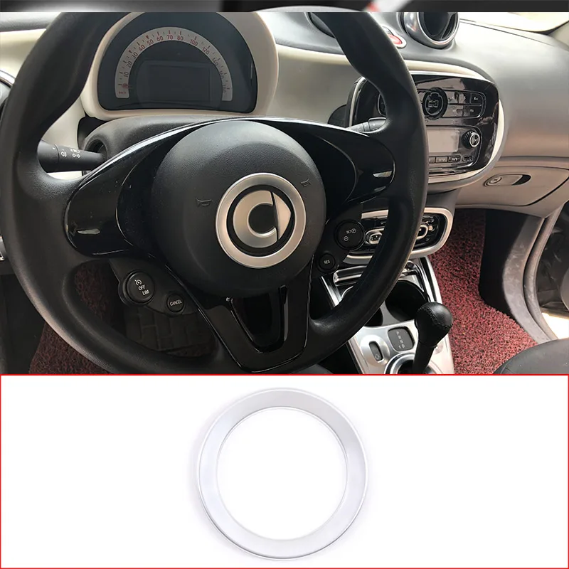 

For Mercedes Benz Smart 453 Fortwo Forfour 2015-20 Car Styling ABS Silver Steering Wheel Center Circle Car Interior Accessories