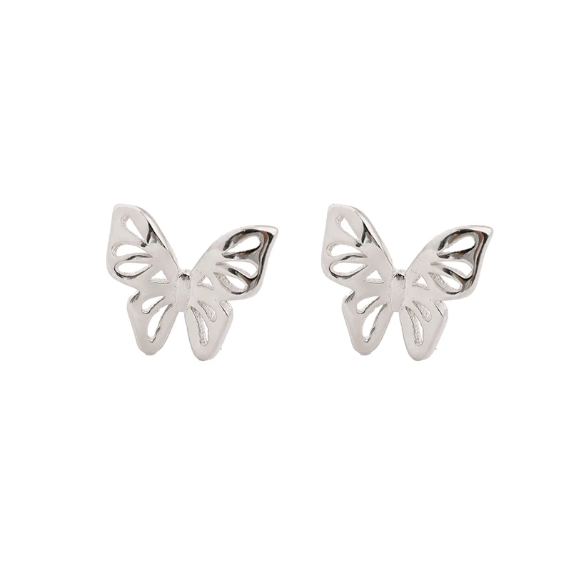 MIIAOPAI S925 Silver Romantic Butterfly Earrings Women Fashion Temperament Diamond Butterfly Stud Earrings Student Jewelry 