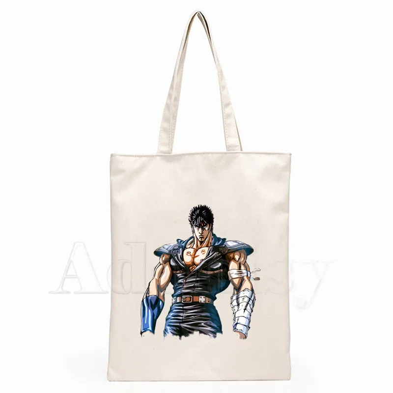 

Fist of the North Star Printed Canvas Bag Girls Simple Large Capacity Storage Handbag Shoulder Bag Tote Reusable Student Bookbag