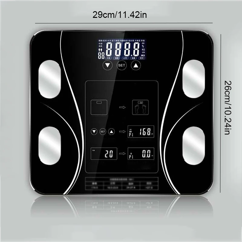 Весы для тела в ванной, BMI, умные электронные весы, весы для ванной, светодиодный, цифровые, бытовые весы, весы