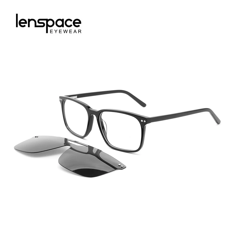 

Lenspace Polarized Sunglasses Women Magnetic Clip On Acetate Glasses Square Sunglasses Eyeglasses Frame Men's Myopia Glasses