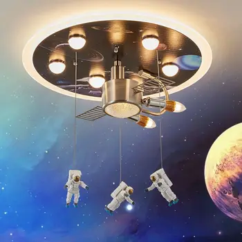 

Modern astronaut space LED ceiling lamp children bedroom cartoon personality living room study dining room decorative lights