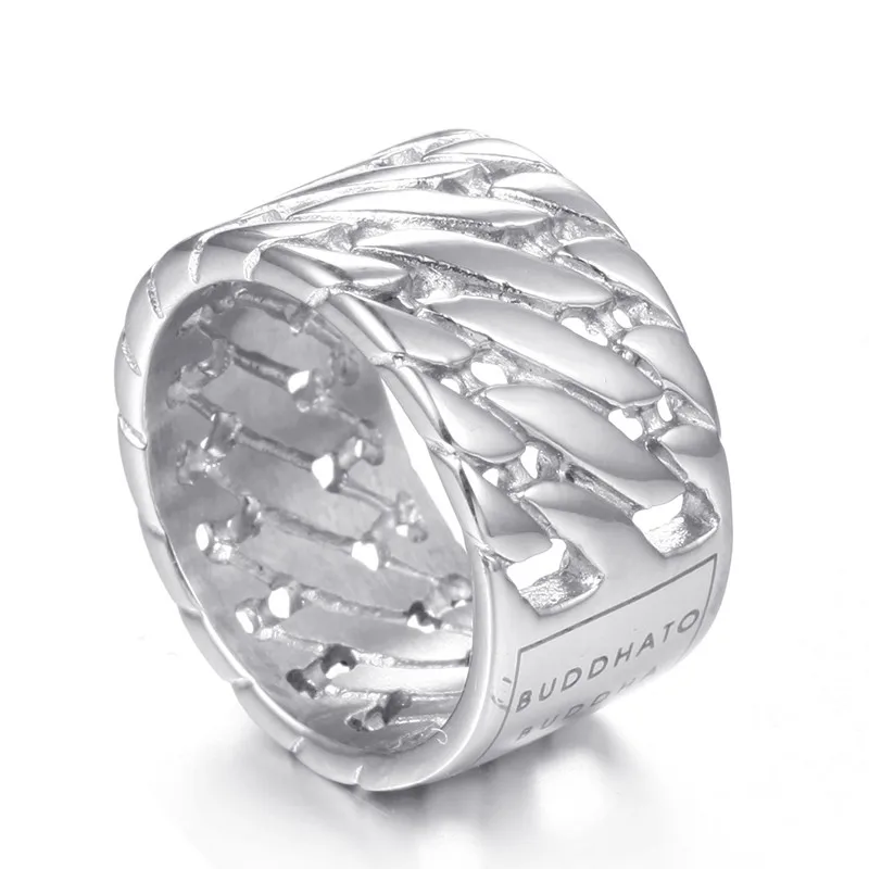 Будда украшение для панков и байкеров широкая цепь кольцо Будда кольцо Рок титановое кольцо из нержавеющей стали VR167