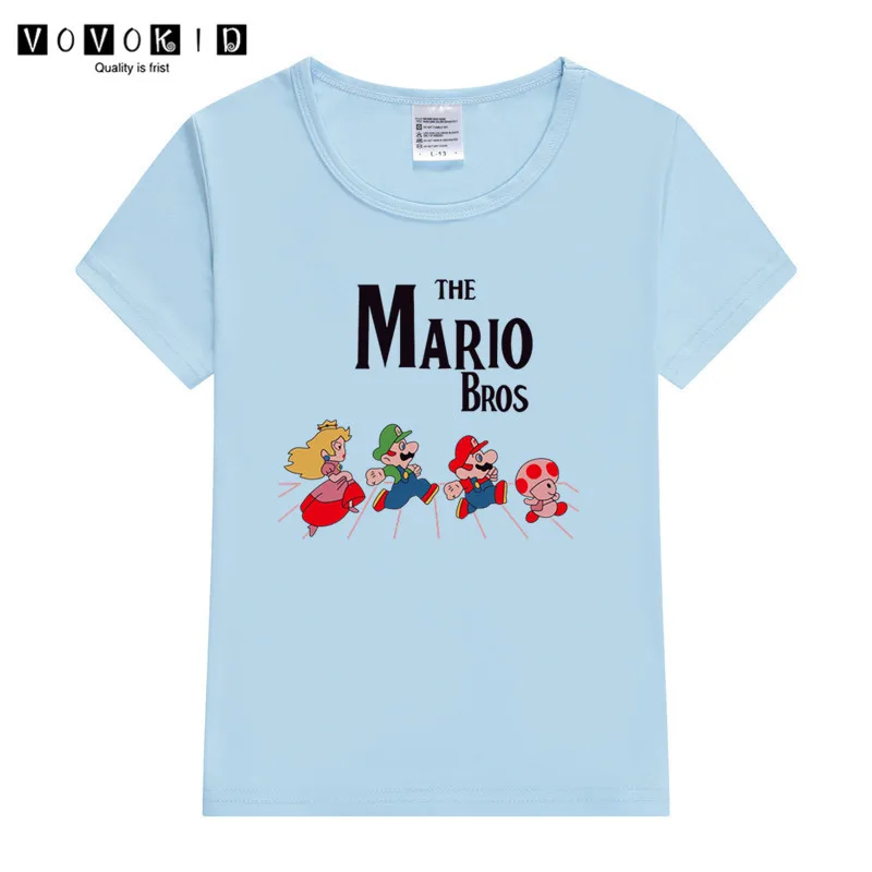 Little Girl Boy Super Mario Bros Print Funny Cartoon T-shirt Chlidren Summer The Lion King Top Baby T Shirt Thanksgiving Shirt