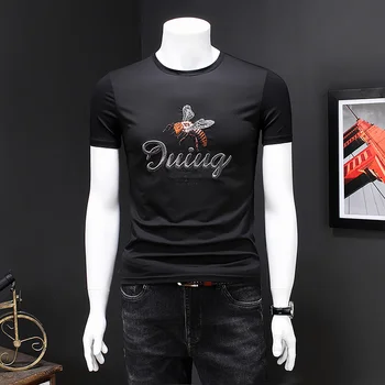 

2020 New cotton t shirt men bee embroidery men shirt