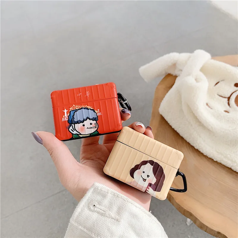 For AirPods Case Cute Couple Suitcase Luggage Bag Wireless Earphone for Apple Airpods Pro Protect Cover | Электроника