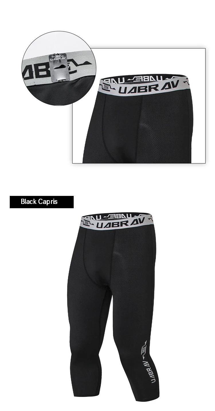 Men's Running Tights Cropped Compression Pants 3/4 Length Lycra Gym Fitness Tight Pants Basketball Training Leggings Tights