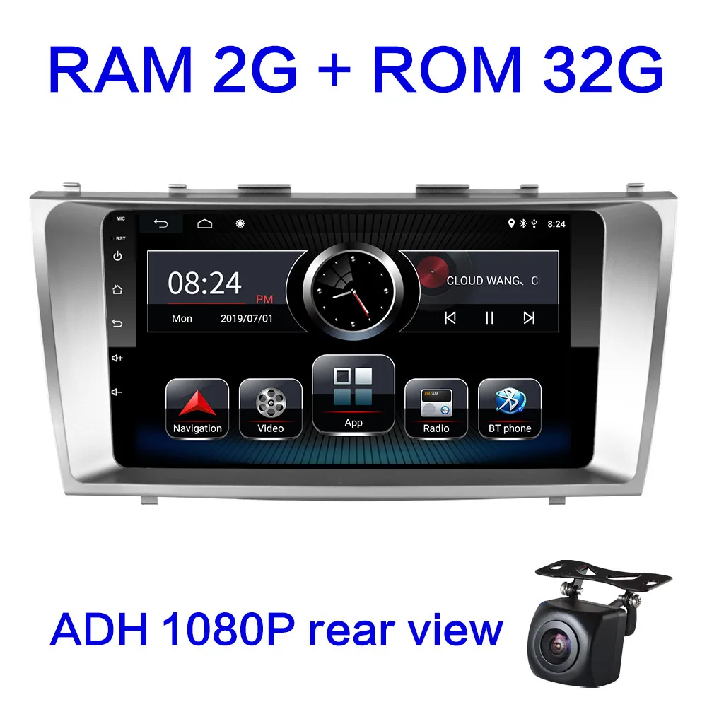 2G ram Android 9,0 автомобильный DVD мультимедийный плеер для TOYOTA Camry 2007 2008 2009 2010 2011 Автомобильный gps навигатор стерео радио головное устройство - Цвет: 2G-32G-CAM