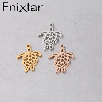 

Fnixtar Hollow Sea Turtle Charm Stainless Steel Mirror Polishe Little Cute Turtle Animal Charms For DIY Jewelry 20piece/lot