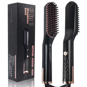

3 in 1 Multifunctional Hair Straightener Hair Comb Brush Beard Straightener Straightening Comb Hair Curler Quick Hair Styler
