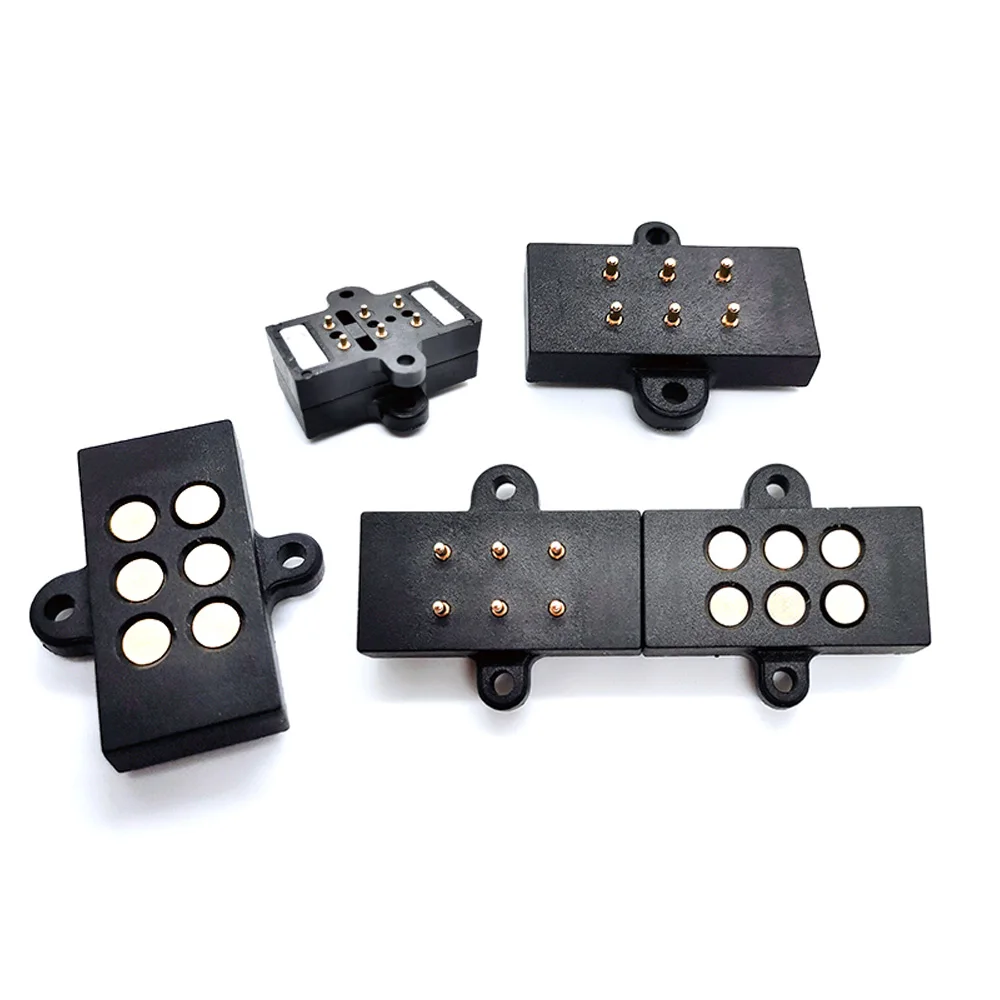 6pin magnetic connector Spring Loaded Magnetic Pogo Pin 6 Positions Magnets PCB Solder Male Female Probe With mounting holes