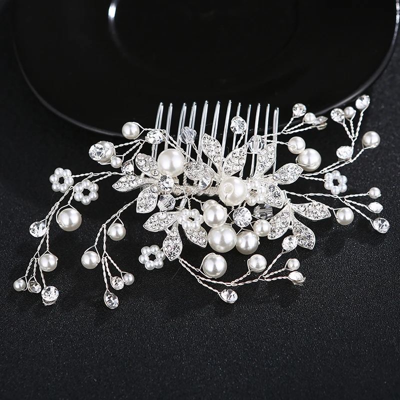 Handmade Pearl Hair Comb Bride Wedding Hair Accessories Bridal Headpiece Jewelry for Women Party Headwear Prom Bridesmaid Gift