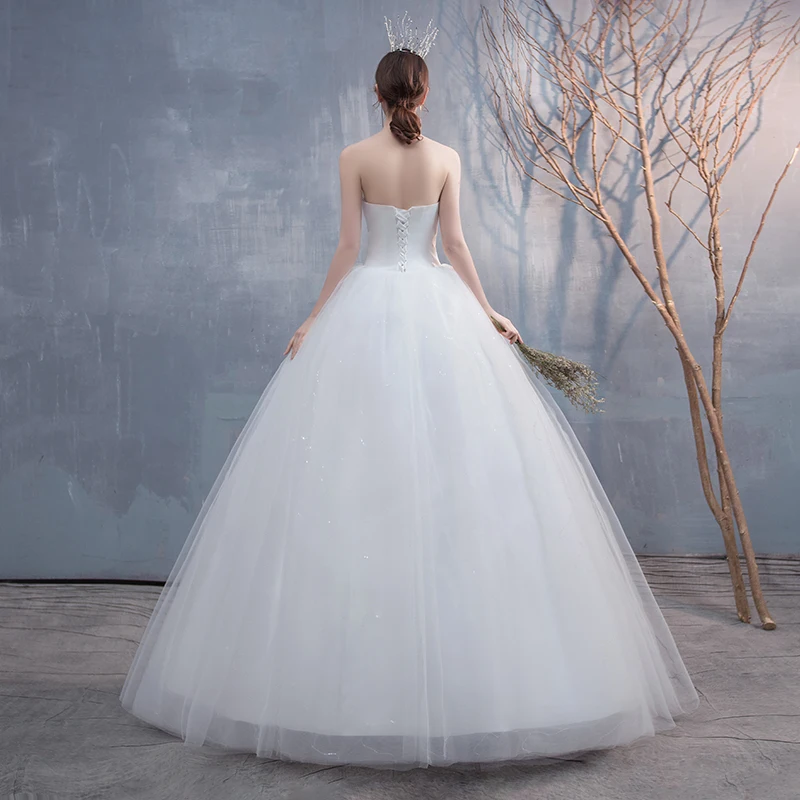 Wedding Dresses Strapless Appliques Pearls Lace Fashion Cheap Simple Bride Dress Vestidos De Novia wedding dresses