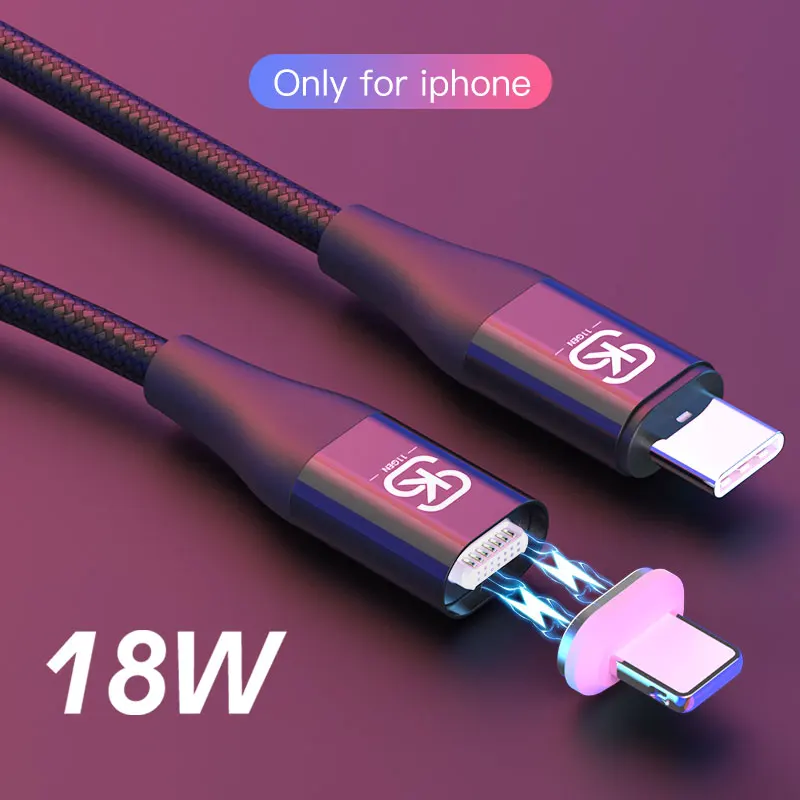 

1.8m PD 18W Magnetic Charging Cable for iphone Fast Charge for apple ipad reversible Mag Data Cable