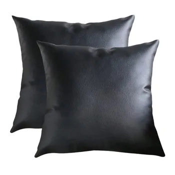 

Soild cushion cover 45x45cm 2pc Faux Leather Cushion Covers Throw Pillowcase Sofa Home Decor Solid Color home decorative чехлы#4