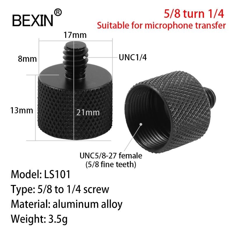 Description Picture 4 of itemPhotography screw 5/8 inch to 3/8 inch aluminum alloy conversion adapter for ball head monopod tripod