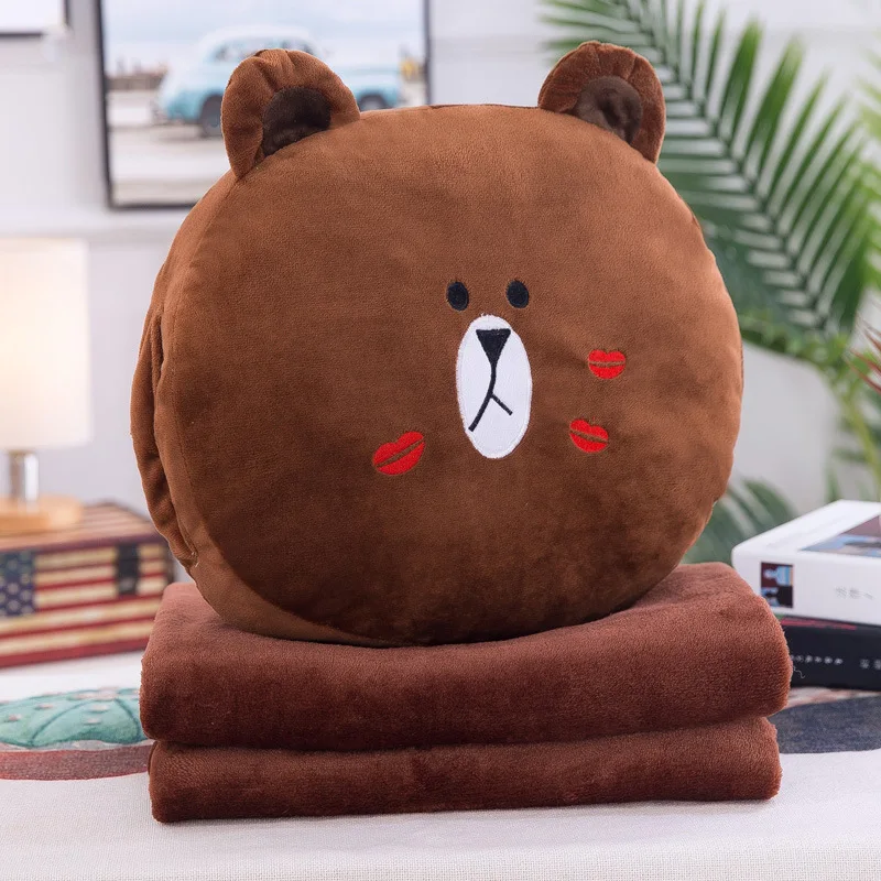 Soft bear Горячая Распродажа, мягкая плюшевая подушка, три в одном, для офиса, фланелевая подушка, плюшевая, фруктовая, мультяшная подушка, подушка, одеяло, подушка - Цвет: Soft bear