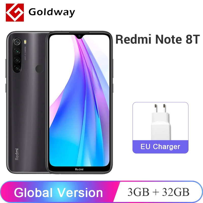 Смартфон Xiaomi Redmi Note 8T с глобальной версией, 3 ГБ, 32 ГБ, NFC, 48мп, четырехъядерный, камера заднего вида Snapdragon 665, четыре ядра, 4000 мАч