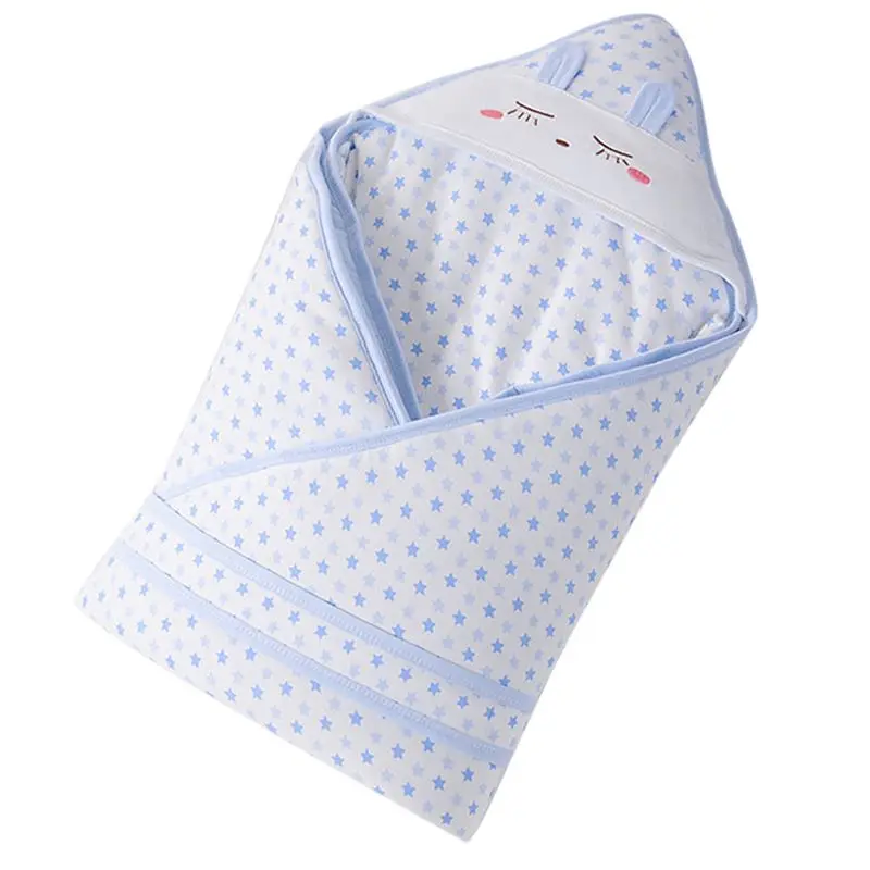 CYSINCOS Новорожденные забавные пеленки обертывание хлопок Мягкий Осень Зима младенческой Девочки товары для мальчиков одеяло и пеленание обертывание одеяло - Цвет: 90cm Blue