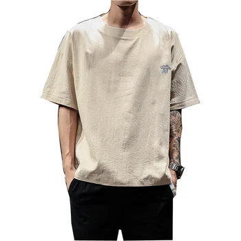 

Summer ultra thin loose men large size cotton round neck short T