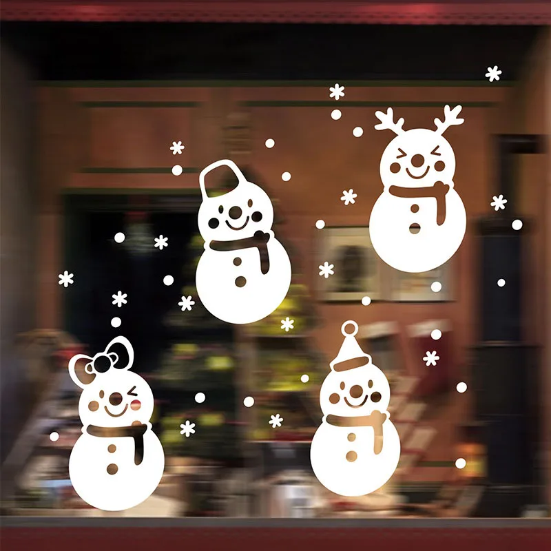 Счастливого Рождества окна ПВХ наклейки Navidad украшения для дома витрина Снежинка Наклейки на стены настенные панно с Санта-Клаусом DIY стеклянный Декор - Color: 9206