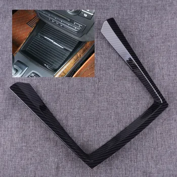

DWCX ABS Carbon Fiber Black Car Console Front Water Cup Holder Cover Trim Fit for BMW X5 E70 2007 2008 2009 2010 2011 2012 2013
