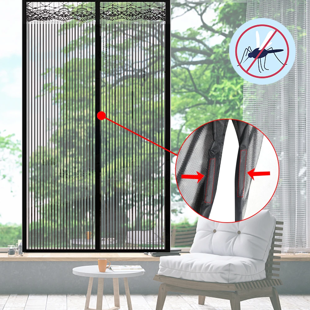 

Hands-free Automatic Closing Mosquito Net Anti Mosquito Insect Fly Bug Magnetic Door Curtain Net Custom Size Door Screen Mesh