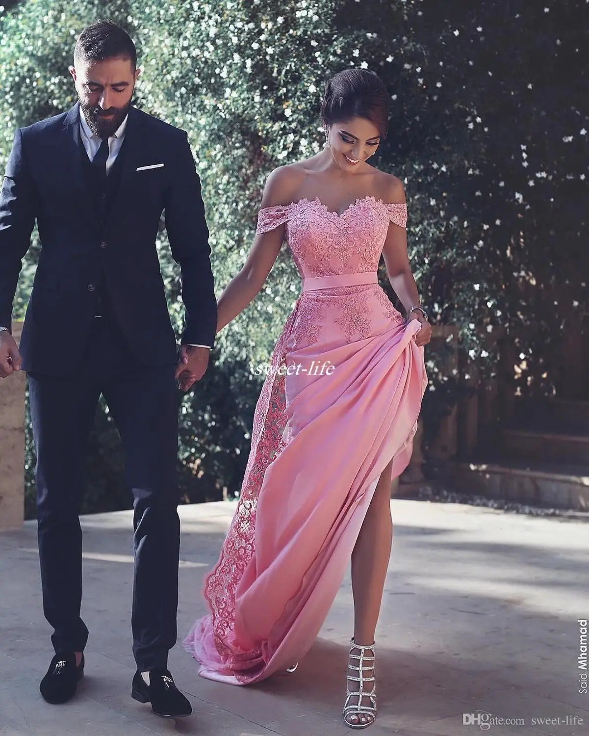 same as picture Длинные Кружевные Аппликации vestido de festa longo свадебные вечерние платья для гостей, недорогие сексуальные платья подружки невесты с открытыми плечами - Цвет: same as picture