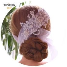 TOPQUEEN WSL03 Handmade Lace Headband Bridal Wedding Veil pearl hairpiece bride veil headpieces bridal hair accessories
