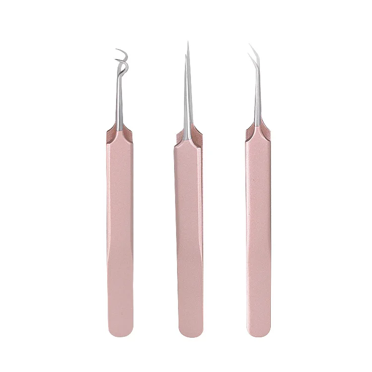 

High Density Acne Pox Remove Blackheads Tweezers Scimitar Oblique Mouth Splinter Acne Clip Acne Needle Care Suit