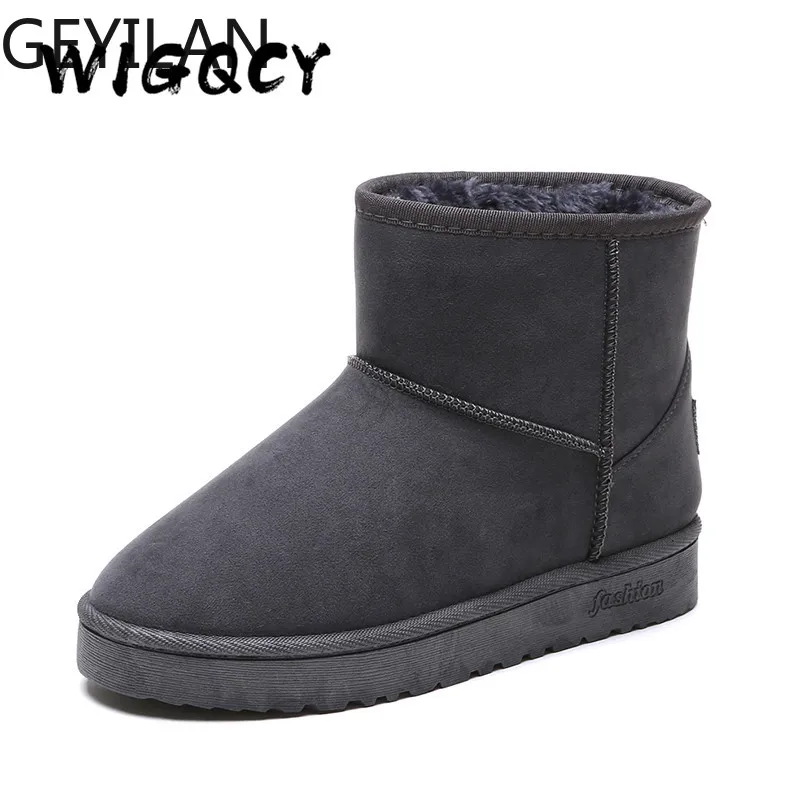 

Large size 36-44 Cow-Suede Snow Boots Genuine Suede with merino Wool inner Elegant Winter black comfortable platform boot women