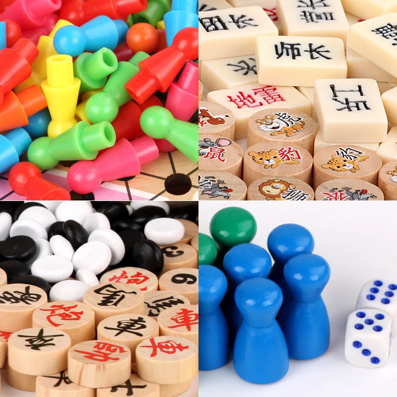 Wooden children's toys 3D Puzzle All in one flying chess, multi-function chess wooden chess 4
