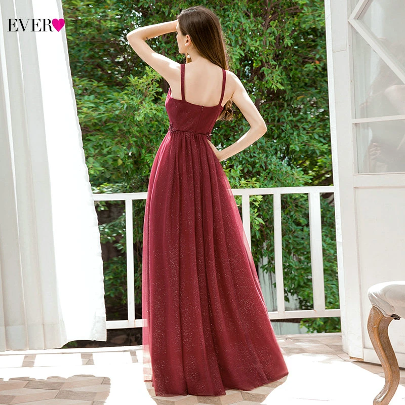 Pink Prom Dresses Ever Pretty EP00780PK Appliques A-Line Deep V-Neck Sleeveless Elegant Gala Dresses For Party Vestido Formatura
