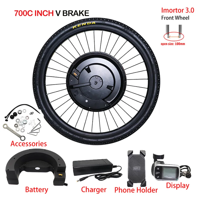 700C V Brake Комплект для переоборудования электрического велосипеда 36V 350W 2" 26" 700C 2" мотор эпицентра деятельности колеса комплект Bicicleta Electrica Con Bateria, фара для электровелосипеда в Conversion Kit - Цвет: 700C V Brake