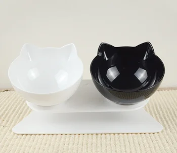 

Neck Protection Cat Bowl Double Bowls 15 Degree Tilted Dog Cat Feeder Food Water Bowls Non-slip