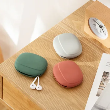 

Portable Data Cable Headphone Storage Box Simple Mobile Phone Data Cable Organizing Bag Silicone Storage Box Cute coin purse