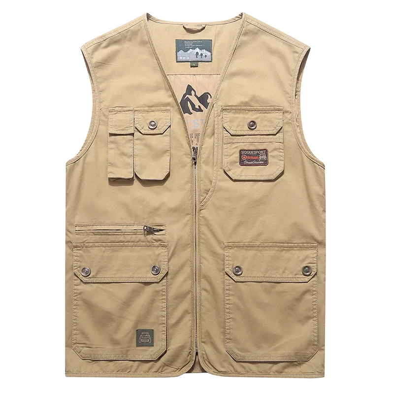 

Men Waistcoat Spring And Autumn Thin Casual Workwear Waistcoat Large Size Photography Fishing Vest Multi-pockets Pure Cotton Ves