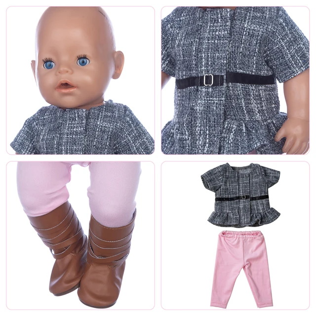 1Set Sweater Suit+hat+scarf +gloves Fit 17inch 43cm Doll Clothes Born Baby Suit For Baby Birthday Festival Gift 21