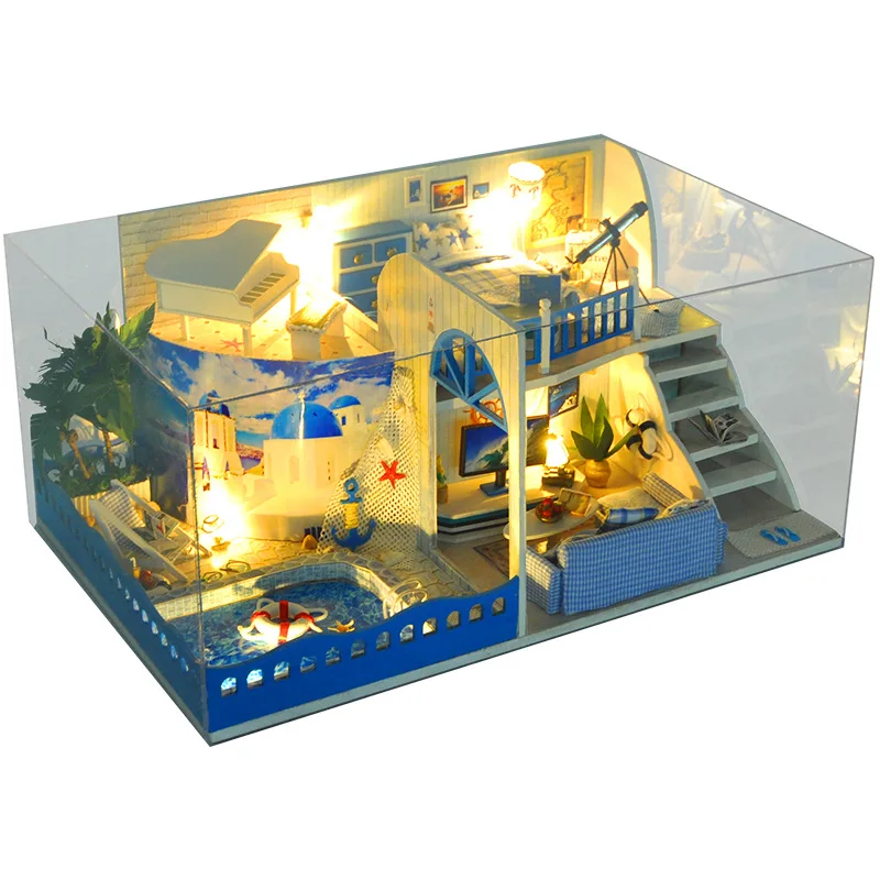 

DIY Small House Loft Villa Hand-made Model Cabin Mini Assembled Toys Creative Unisex Any Female