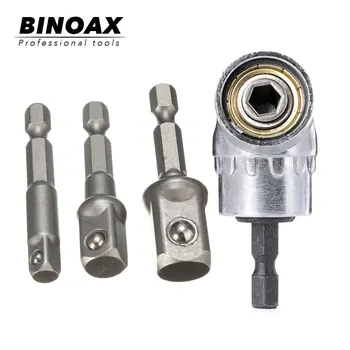 

BINOAX 3Pcs Chrome Vanadium Steel Socket Adapter Set With 105 Degree Right Angle Drill Bit Tool