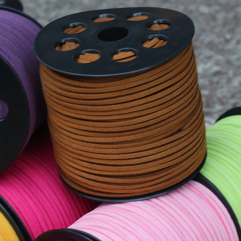 100 Yards Faux Suede Cord Leather Macrame Braided DIY Handmade Beading Bracelet Jewelry Making Flat Thread Flower wrapping Rope